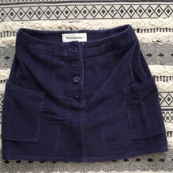 Reformation Purple Corduroy  Skirt sz4 - Picture 2 of 8